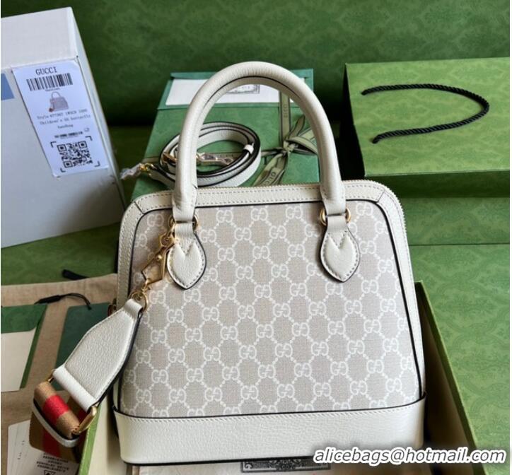 Top Quality Gucci Ophidia top handle bag with Web 677367 Beige