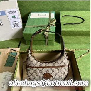 Buy Inexpensive Gucci HALF-MOON-SHAPED MINI BAG WITH INTERLOCKING G 726843 Brown