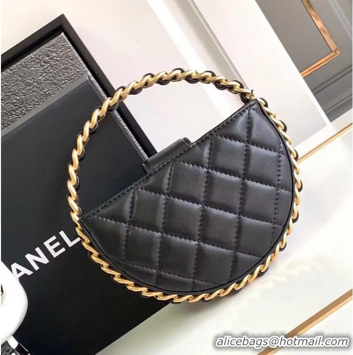 Famous Brand Chanel 23K Original leather Round Camellia Bag AP3584 Black