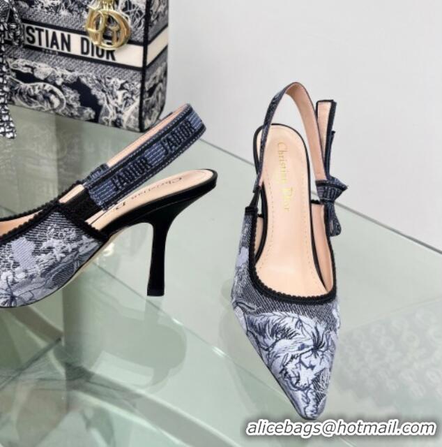 Hot Style Dior J'Adior Slingback Pumps 9.5cm in Blue Multicolor Embroidered Denim with Toile de Jouy Sauvage Motif 20200