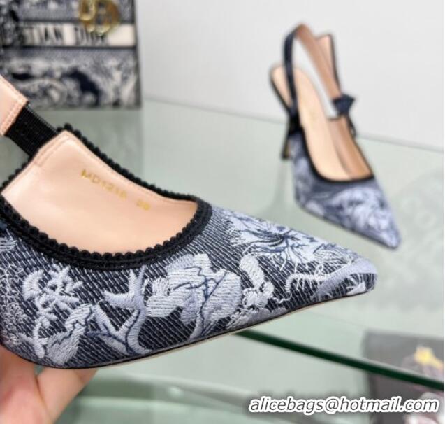 Hot Style Dior J'Adior Slingback Pumps 9.5cm in Blue Multicolor Embroidered Denim with Toile de Jouy Sauvage Motif 20200