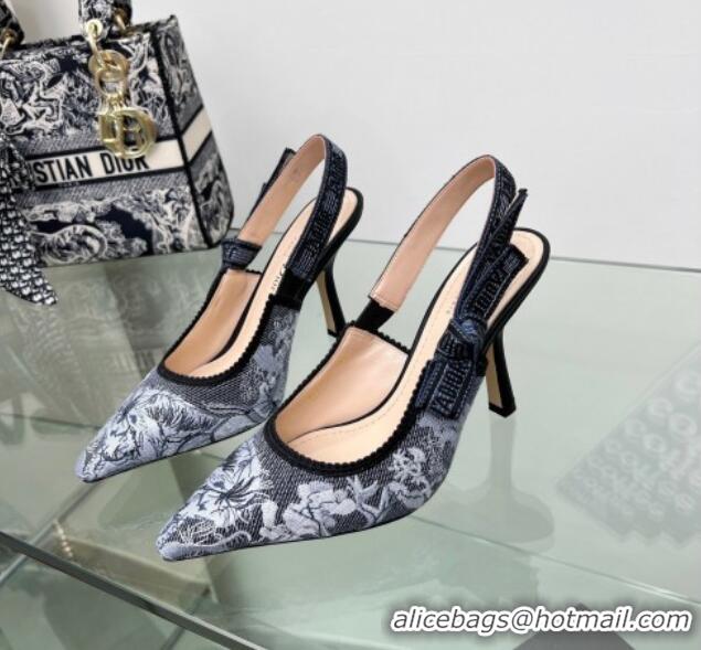 Hot Style Dior J'Adior Slingback Pumps 9.5cm in Blue Multicolor Embroidered Denim with Toile de Jouy Sauvage Motif 20200