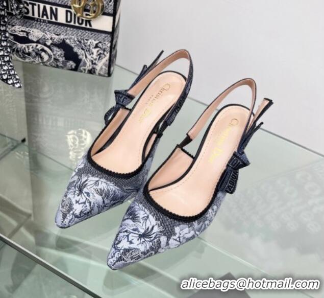 Hot Style Dior J'Adior Slingback Pumps 9.5cm in Blue Multicolor Embroidered Denim with Toile de Jouy Sauvage Motif 20200