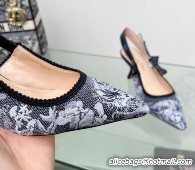 Grade Quality Dior J'Adior Slingback Pumps 6.5cm in Blue Multicolor Embroidered Denim with Toile de Jouy Sauvage Motif 2