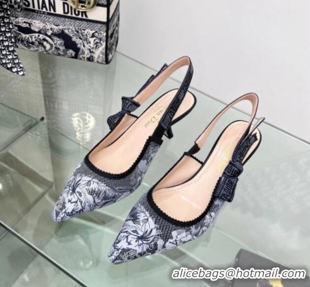 Grade Quality Dior J'Adior Slingback Pumps 6.5cm in Blue Multicolor Embroidered Denim with Toile de Jouy Sauvage Motif 2