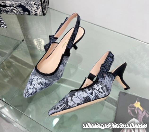 Grade Quality Dior J'Adior Slingback Pumps 6.5cm in Blue Multicolor Embroidered Denim with Toile de Jouy Sauvage Motif 2