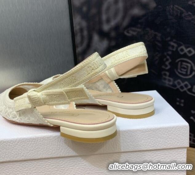 Best Price Dior J'Adior Slingback Ballet Flat in Transparent Mesh Embroidered with White Butterfly Motif 202012