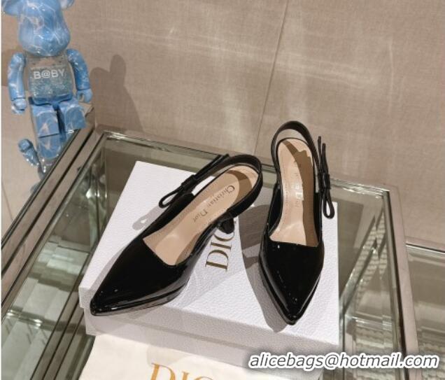 Luxurious Dior Sweet-D Slingback Platform Pumps 8cm Black Patent Leather 202022