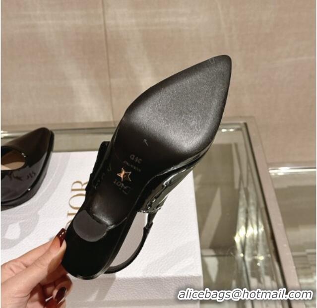 Luxurious Dior Sweet-D Slingback Platform Pumps 8cm Black Patent Leather 202022