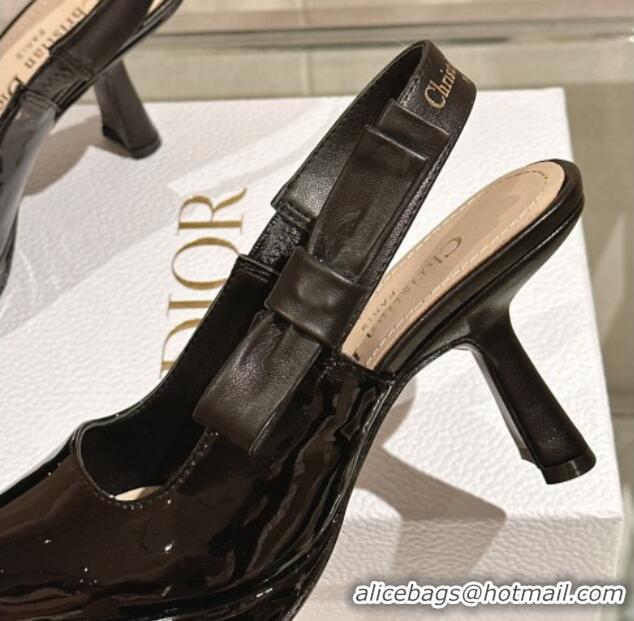 Luxurious Dior Sweet-D Slingback Platform Pumps 8cm Black Patent Leather 202022