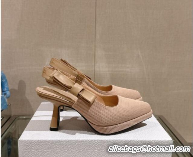 Good Looking Dior Sweet-D Slingback Platform Pumps 8cm Technical Fabric Nude 202023