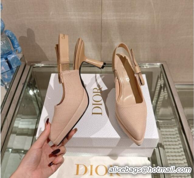 Good Looking Dior Sweet-D Slingback Platform Pumps 8cm Technical Fabric Nude 202023