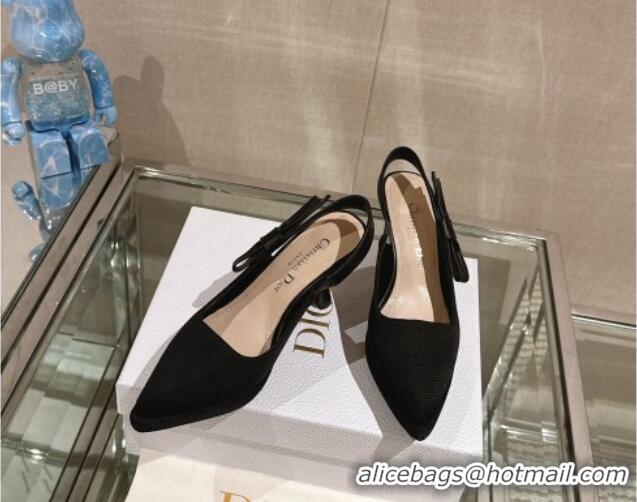 Unique Style Dior Sweet-D Slingback Platform Pumps 8cm Technical Fabric Black 202024