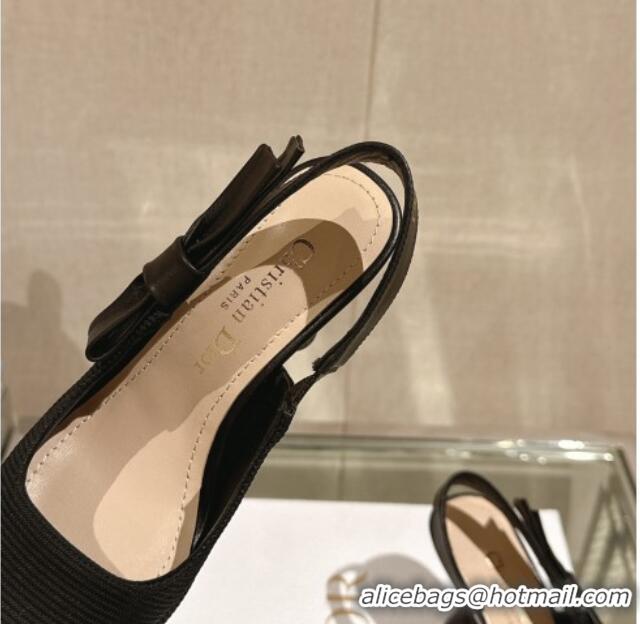 Unique Style Dior Sweet-D Slingback Platform Pumps 8cm Technical Fabric Black 202024