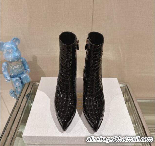 Trendy Design Dior D-Fiction Heeled Ankle Boots 8cm in Black Stone Embossed Leather 202027