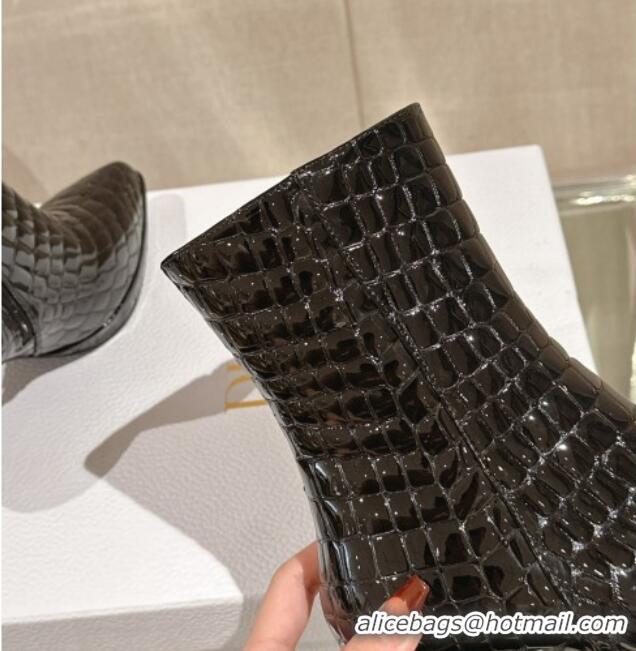 Trendy Design Dior D-Fiction Heeled Ankle Boots 8cm in Black Stone Embossed Leather 202027