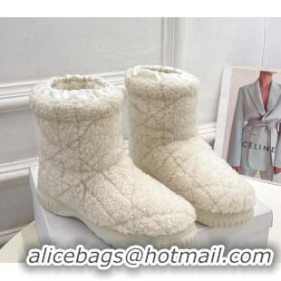 Luxury Dior Frost Ankle Boots in Cannage Wool White 202029