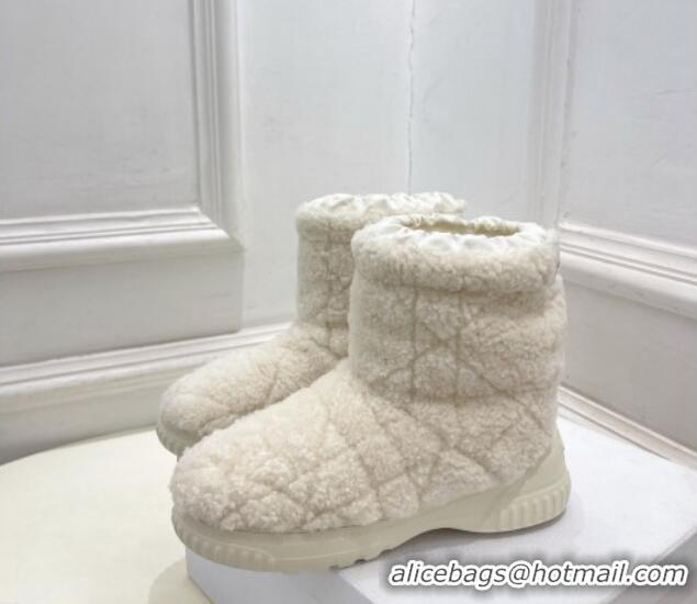 Luxury Dior Frost Ankle Boots in Cannage Wool White 202029