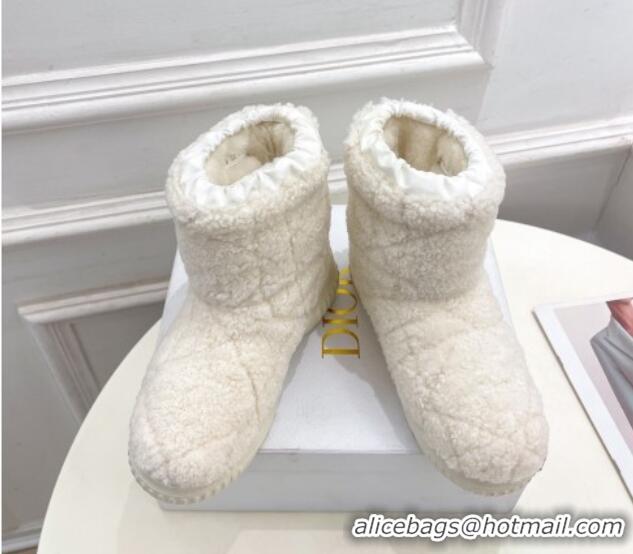 Luxury Dior Frost Ankle Boots in Cannage Wool White 202029