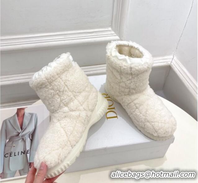 Luxury Dior Frost Ankle Boots in Cannage Wool White 202029