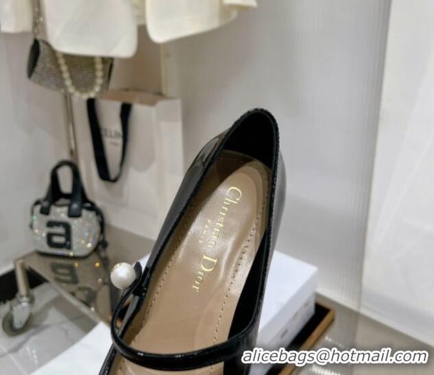 Luxury Dior Jolie Mary Janes Pumps 6cm in Patent Calfskin Black 214029