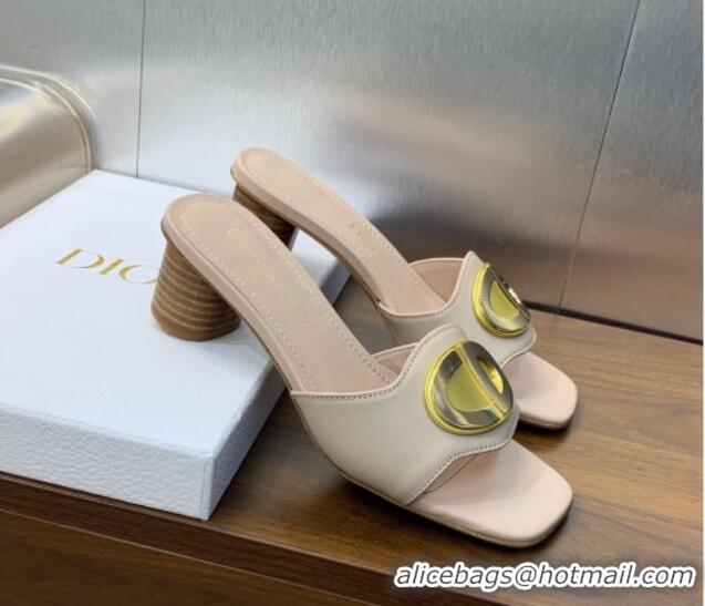 Purchase Dior Forever Heeled Slide Sandals 4.5cm in Calfskin Nude 1214036