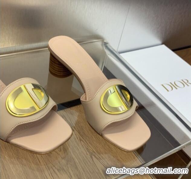 Purchase Dior Forever Heeled Slide Sandals 4.5cm in Calfskin Nude 1214036