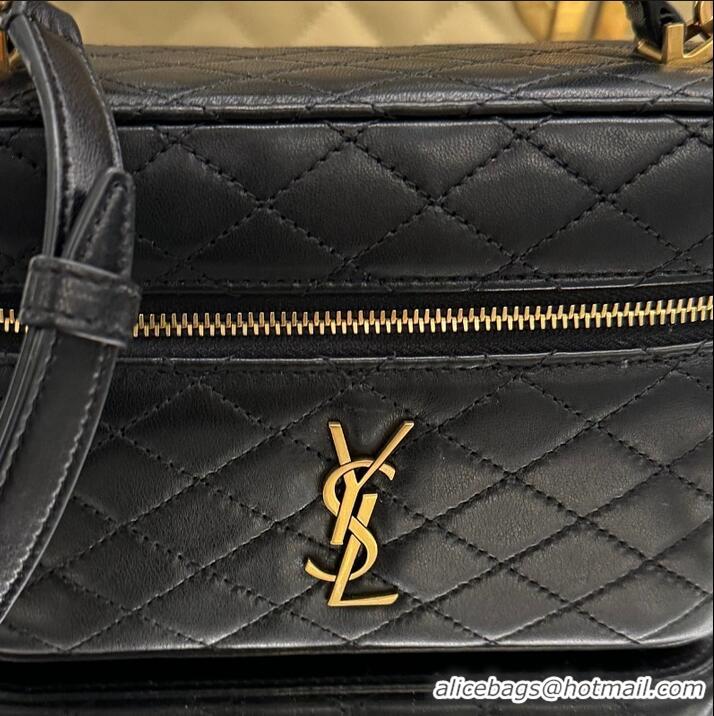 Super Quality Yves Saint Laurent Mini Logo-plaque Vanity Case Bag Lambskin Leather 669561 Black