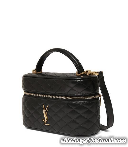 Super Quality Yves Saint Laurent Mini Logo-plaque Vanity Case Bag Lambskin Leather 669561 Black