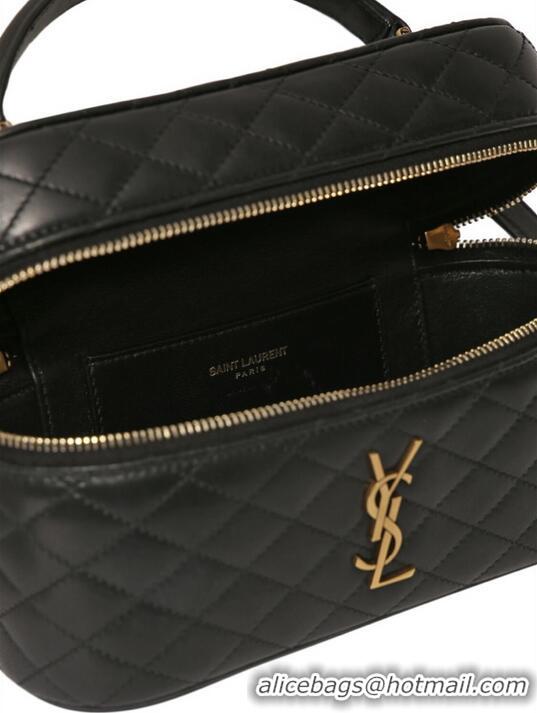 Super Quality Yves Saint Laurent Mini Logo-plaque Vanity Case Bag Lambskin Leather 669561 Black