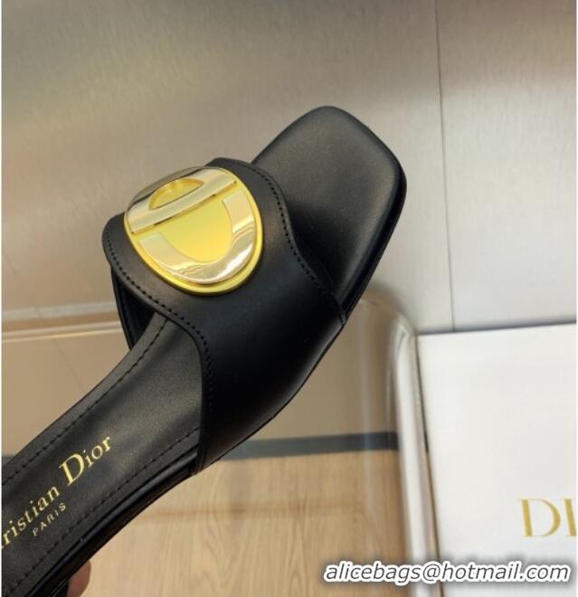 Top Quality Dior Forever Flat Slide Sandals in Calfskin Black 214040