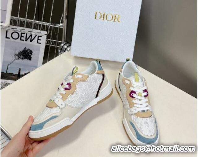 Shop Cheap Dior One Sneakers in Oblique Perforated Calfskin and Suede White/Beige 214047