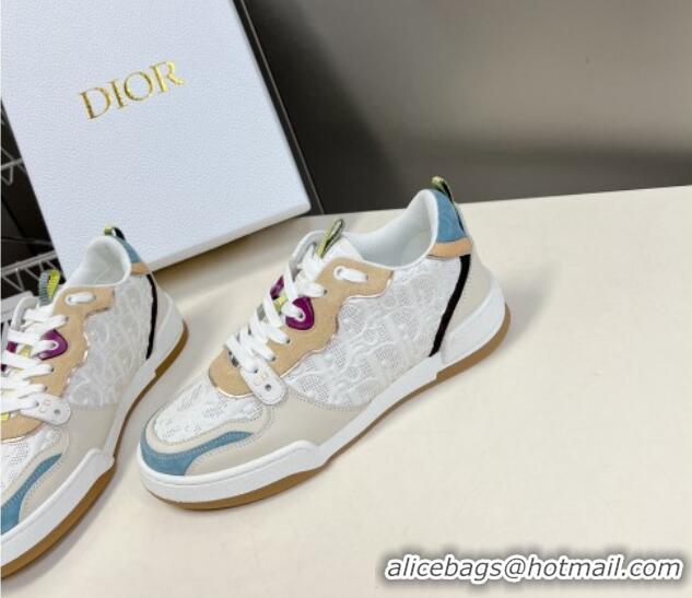 Shop Cheap Dior One Sneakers in Oblique Perforated Calfskin and Suede White/Beige 214047