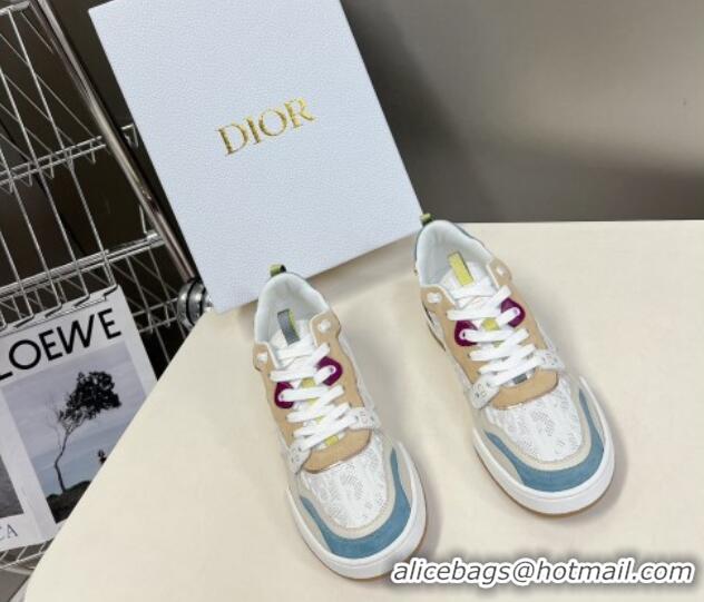 Shop Cheap Dior One Sneakers in Oblique Perforated Calfskin and Suede White/Beige 214047