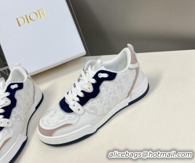 Online Duplicate Dior One Sneakers in Oblique Perforated Calfskin and Suede White/Black 214048