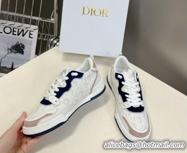 Online Duplicate Dior One Sneakers in Oblique Perforated Calfskin and Suede White/Black 214048