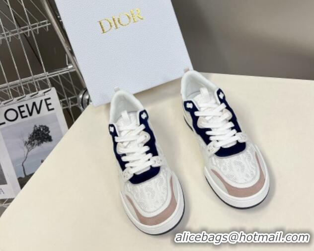 Online Duplicate Dior One Sneakers in Oblique Perforated Calfskin and Suede White/Black 214048