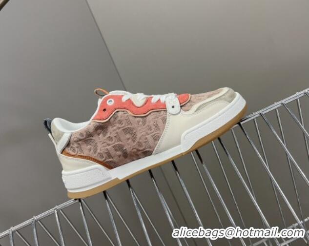 Hot Style Dior One Sneakers in Oblique Perforated Calfskin and Suede Beige/Orange 214049