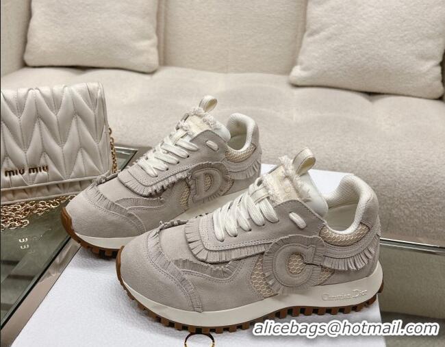 Super Quality Dior C'est Dior Sneakers in Suede and Mesh with Fringe Grey 214050