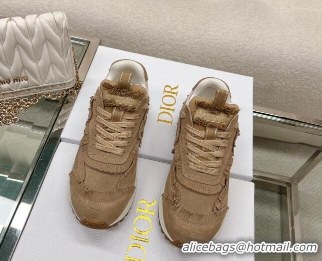 Sophisticated Dior C'est Dior Sneakers in Suede and Mesh with Fringe Brown 214051