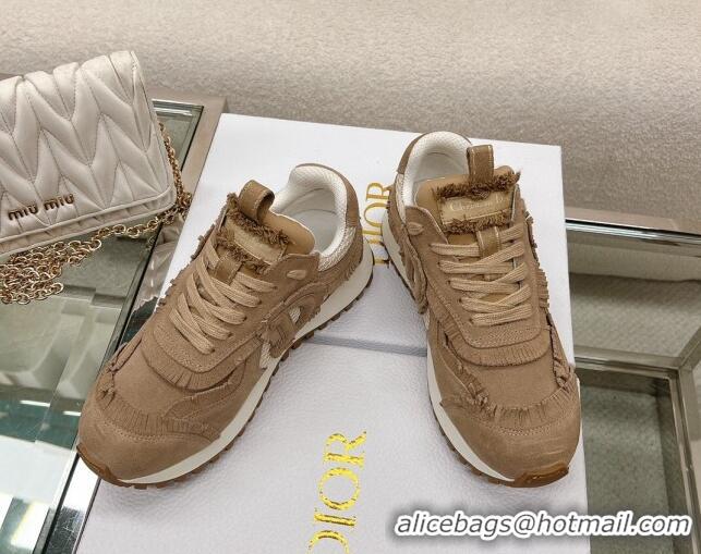 Sophisticated Dior C'est Dior Sneakers in Suede and Mesh with Fringe Brown 214051