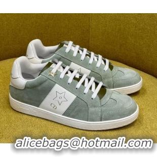 Most Popular Dior Star Sneakers in Suede and White Calfskin Pastel Peyote Green 214056