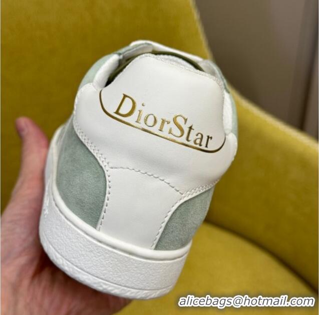 Most Popular Dior Star Sneakers in Suede and White Calfskin Pastel Peyote Green 214056