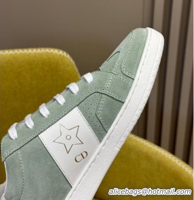 Most Popular Dior Star Sneakers in Suede and White Calfskin Pastel Peyote Green 214056