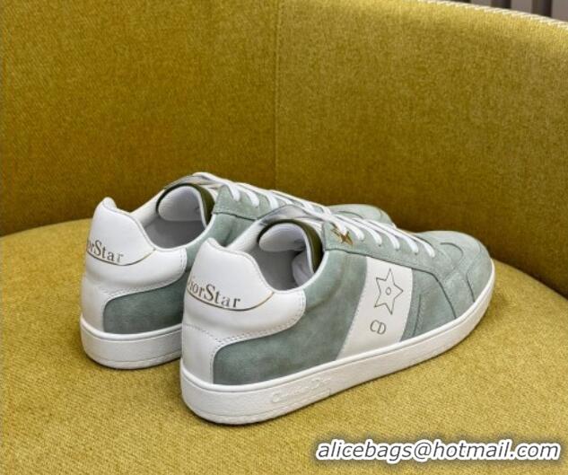 Most Popular Dior Star Sneakers in Suede and White Calfskin Pastel Peyote Green 214056