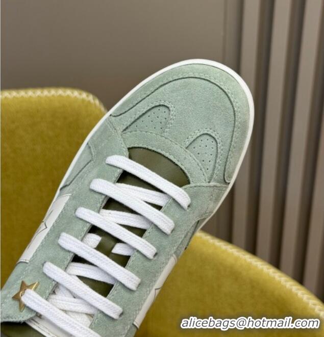 Most Popular Dior Star Sneakers in Suede and White Calfskin Pastel Peyote Green 214056