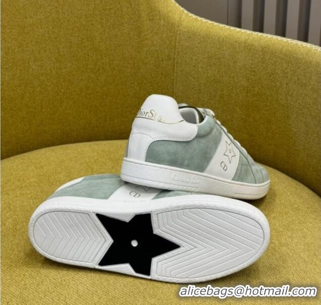 Most Popular Dior Star Sneakers in Suede and White Calfskin Pastel Peyote Green 214056