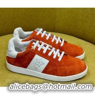 Low Cost Dior Star Sneakers in Suede and White Calfskin Orange 214057