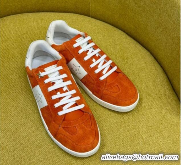 Low Cost Dior Star Sneakers in Suede and White Calfskin Orange 214057