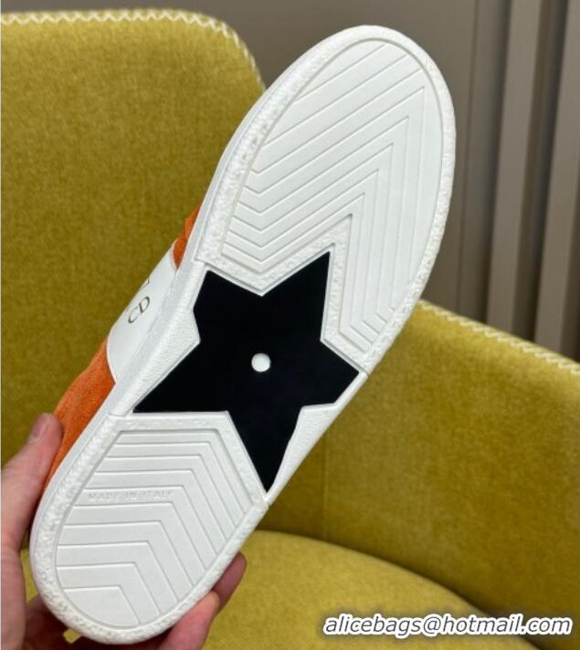 Low Cost Dior Star Sneakers in Suede and White Calfskin Orange 214057